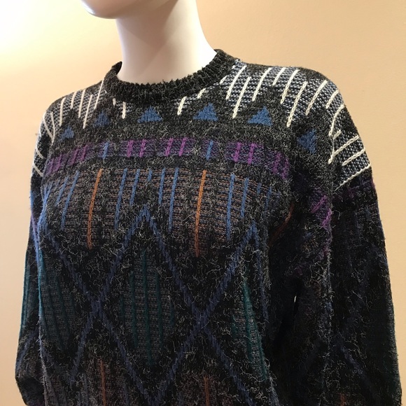 Vintage 80s New Era Sweater Kid Size XL Womens Size M Fuzzy Texture USA Made - Picture 12 of 16